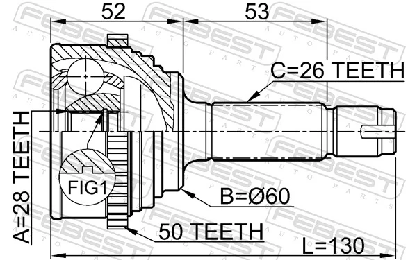 Junta homocinética externa dianteira Honda Civic 7 EU, EP, EV