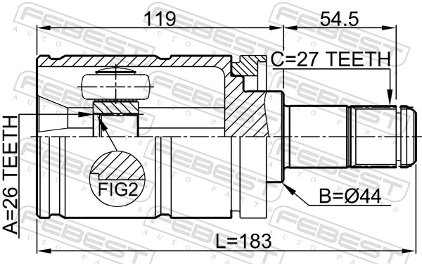 1911E53LH Febest Наружная граната