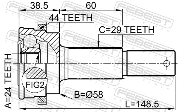 0210T30RA44 Febest ШРУС внешний задний