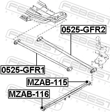 MZAB116 Febest Сайлентблоки продольных рычагов передней подвески