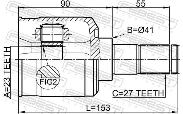 1211TUC20AT Febest ШРУС внутренний, передний