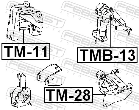 TMB13 Febest Подушка (опора) двигателя, задняя (сайлентблок)