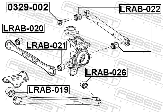 LRAB021 Febest Сайлентблок задней поперечной тяги