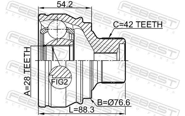 1710A7 Febest Наружная граната