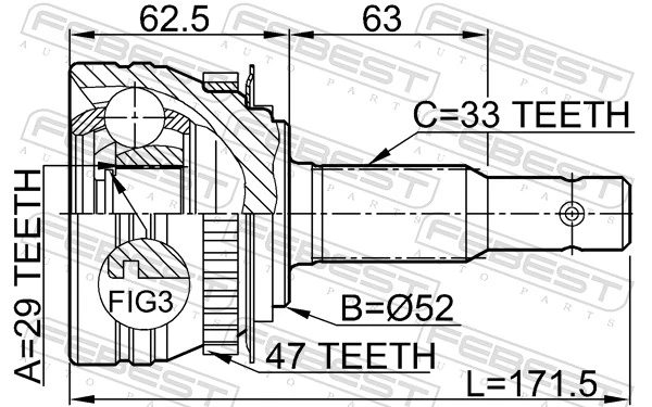 1110ESPA47 Febest Наружная граната