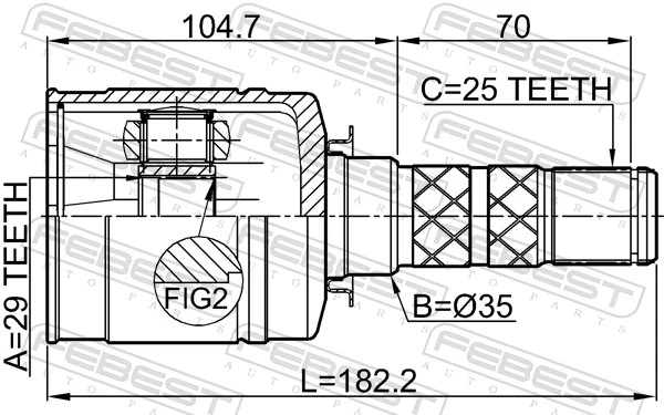 0811S13 Febest ШРУС внутренний, передний