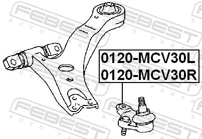 0120MCV30L Febest Левая нижняя шаровая опора