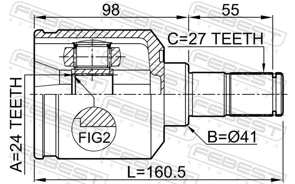 2211NS20LH Febest Граната внутренняя передняя левая