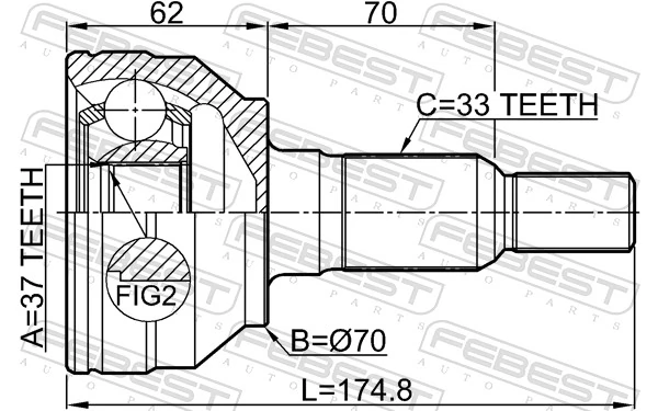 3610H3 Febest Наружная граната