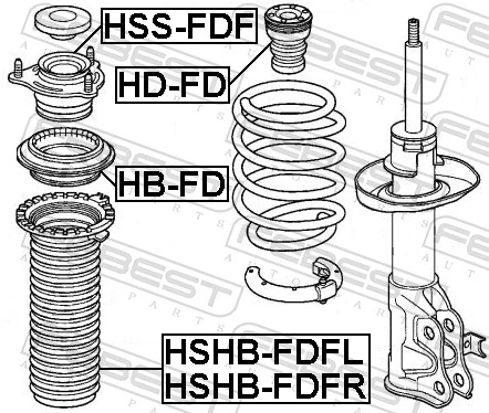 HSSFDF Febest Подушка амортизатора переднего