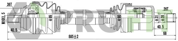 TDS0282 Magneti Marelli Полуось передняя, правая