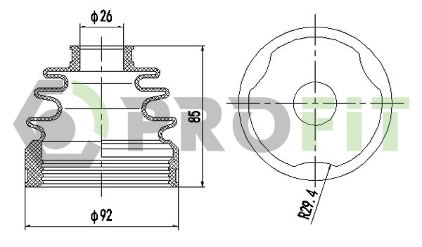 Bota de proteção interna de junta homocinética do semieixo dianteiro Mitsubishi Outlander 1 CU
