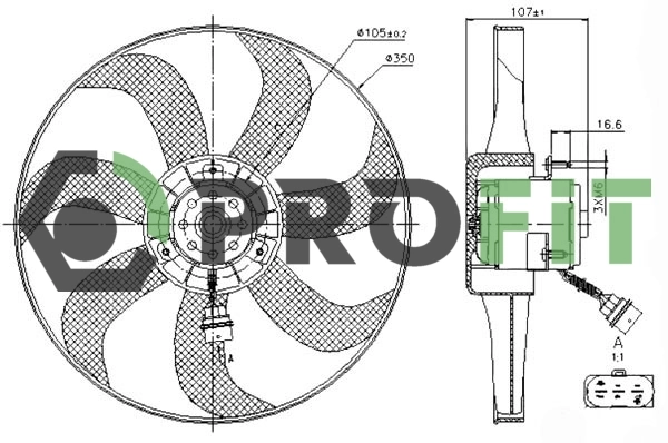 Compre Ventilador elétrico de esfriamento montado (motor + roda de aletas) Audi A3 