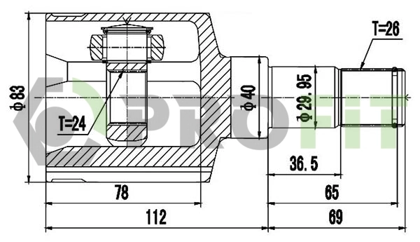 Шрус внутренний левый BB2832 Posterparts