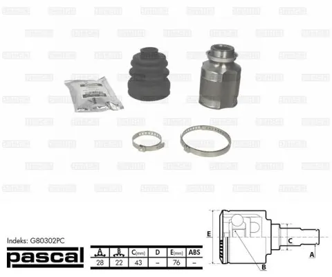 Шарнир привода внутренний Pascal G80302PC цена, от 31.63 USD