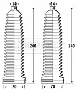 Compre Bota de proteção do mecanismo de direção (de cremalheira) Mercedes S 