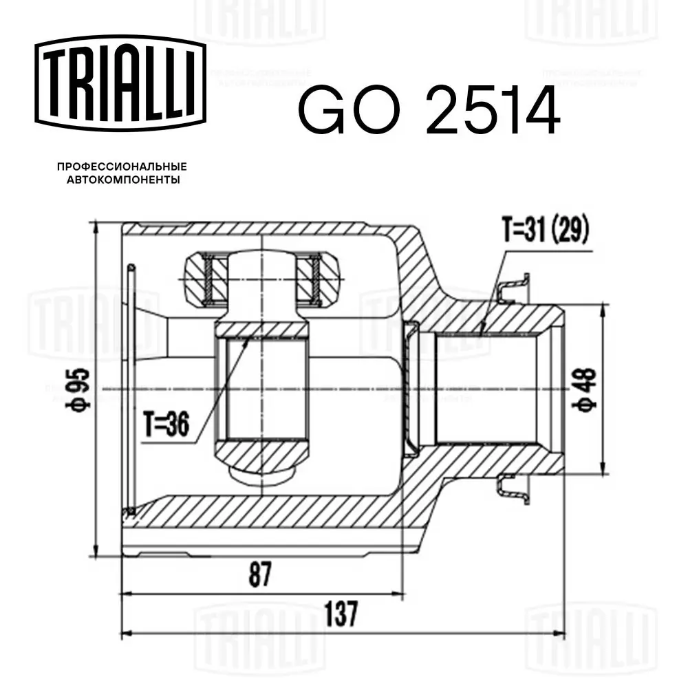 GO2514 Trialli Граната внутренняя передняя правая