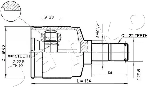 Шарнир угловых скоростей внутренний передний Japko 62W21 цена, от 29.97 USD