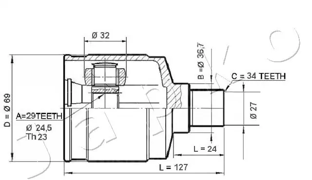 Шарнир угловых скоростей передний левый Japko 62W20 цена, от 44.75 USD