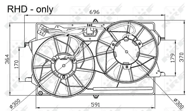 Ventilador elétrico de esfriamento montado (motor + roda de aletas) para Ford Focus I DFW