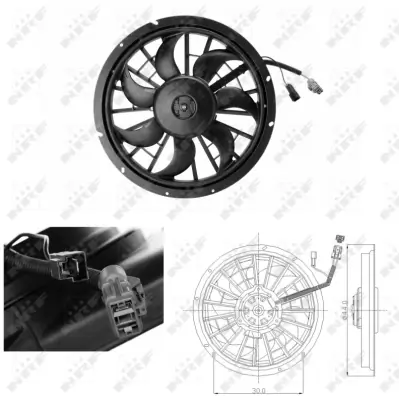 Ventilador elétrico de esfriamento montado (motor + roda de aletas) Volvo V70 1 LV