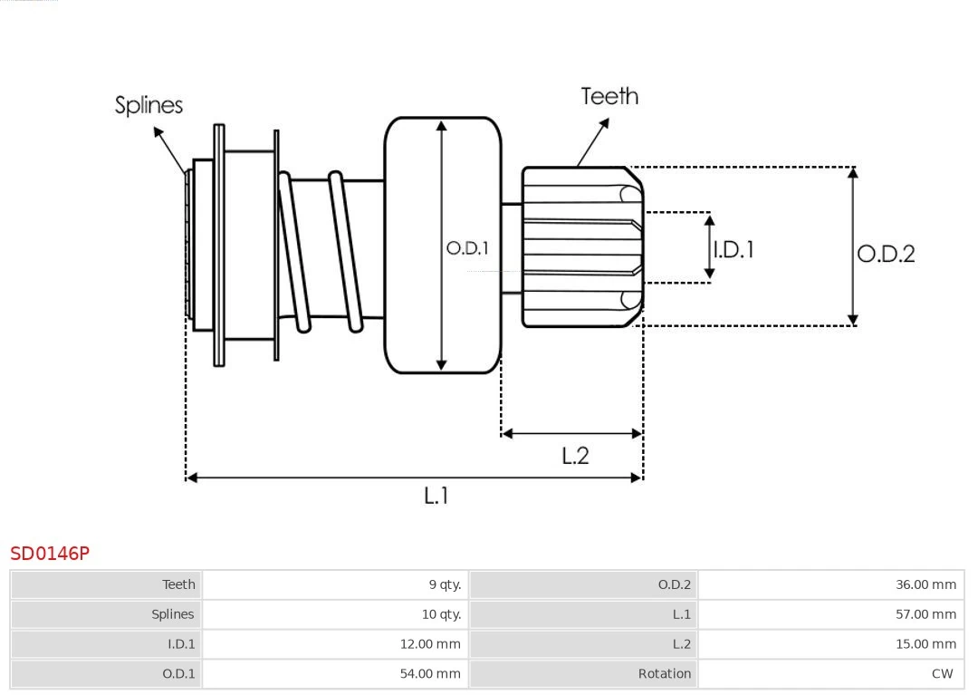 Купить SD0146P As-pl Бендикс стартера