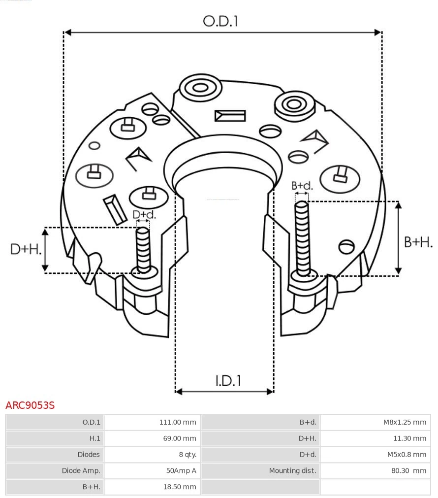 Диодный мост генератора AS/Auto Storm ARC9053S