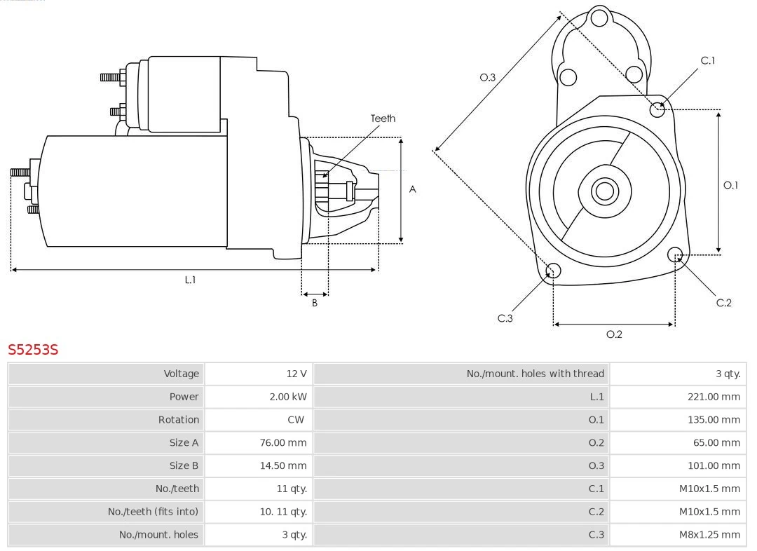 Motor de arranco Renault Master 3 EV, HV, UV