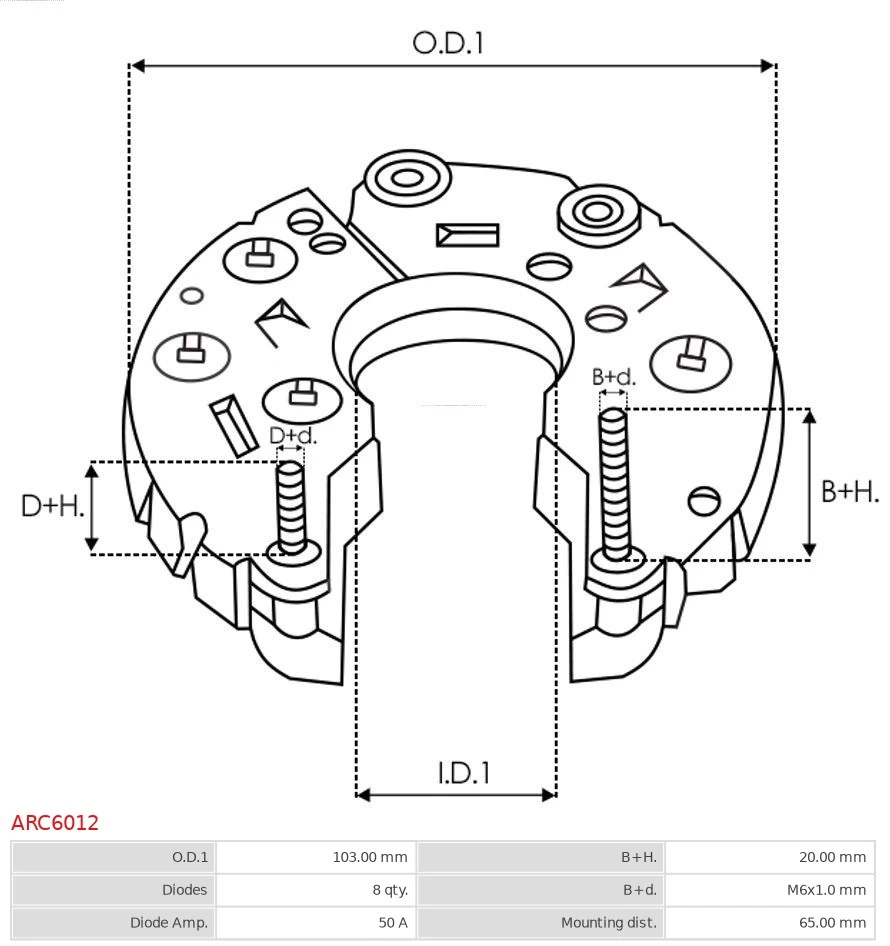  Eixo de diodos do gerador Toyota Yaris hatchback (P13) (2011 - 2020) 