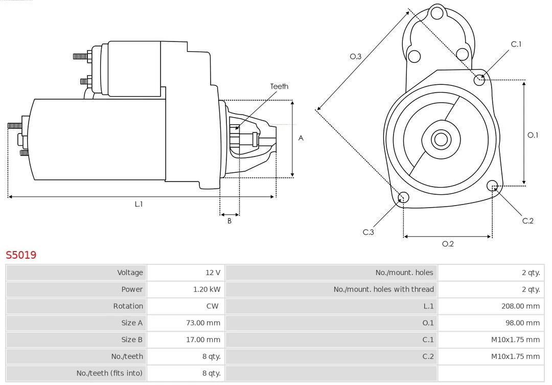 Motor de arranco Mitsubishi Montero K8, K9