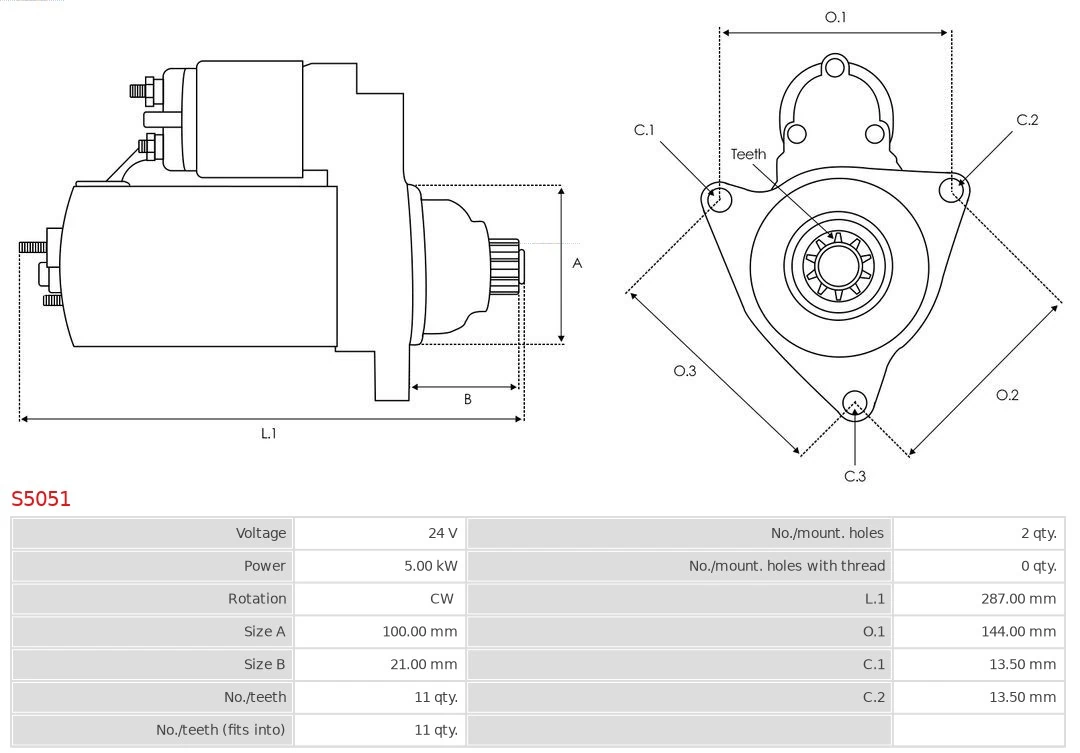 Стартер S5051 AS/Auto Storm