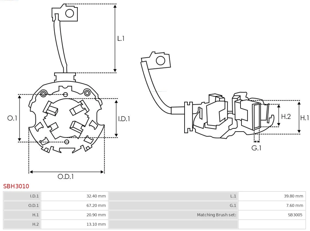SBH3010 As-pl Щеточный узел на стартер