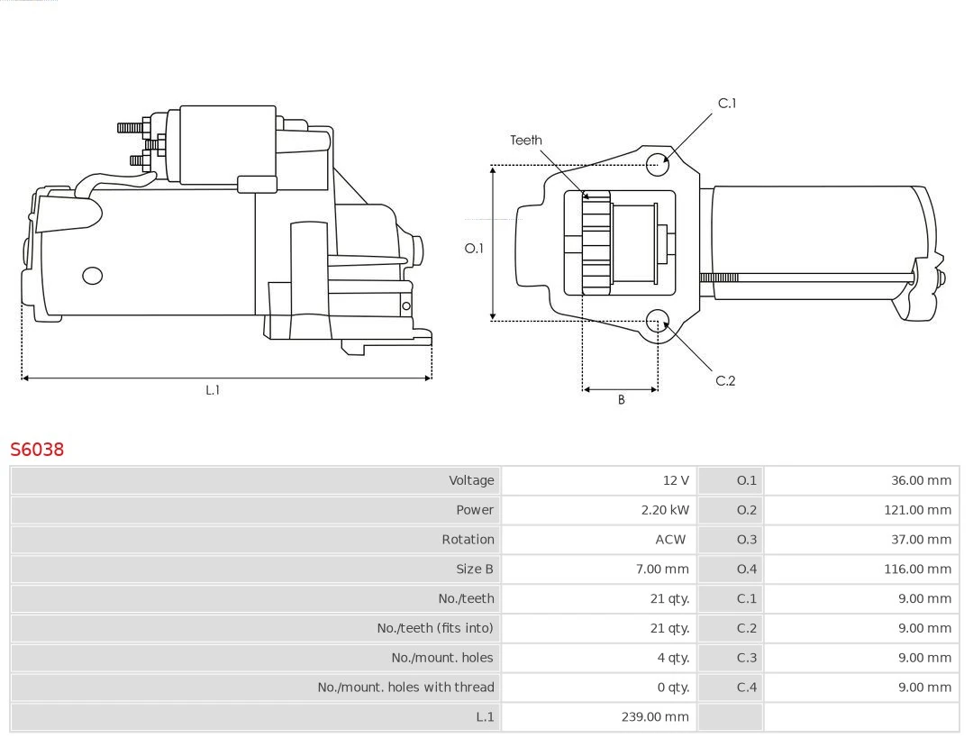 Стартер S6038 As-pl