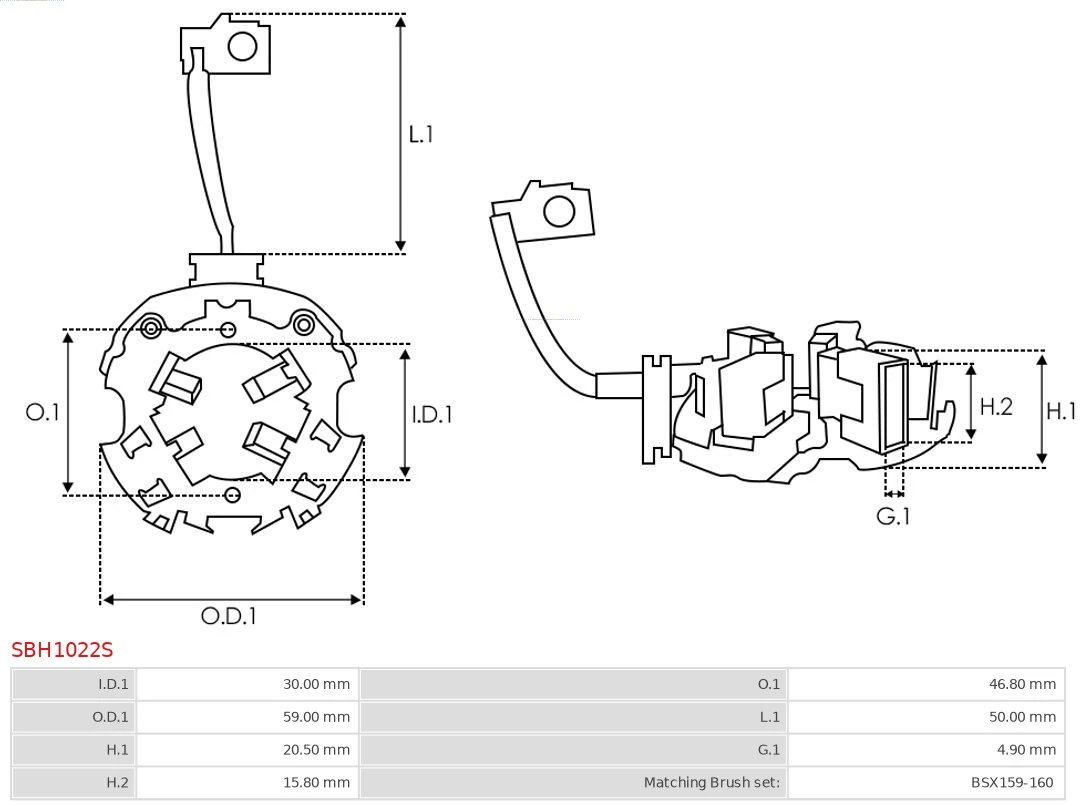 SBH1022S As-pl Щеточный узел на стартер