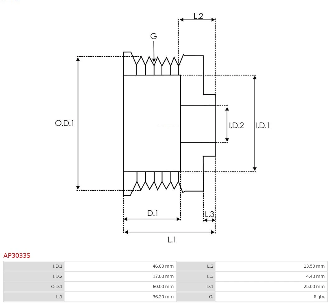 Купить AP3033S AS/Auto Storm Шкив ремня генератора