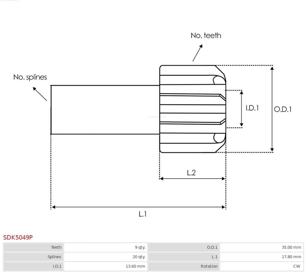 Купить SDK5049P As-pl Бендикс стартера