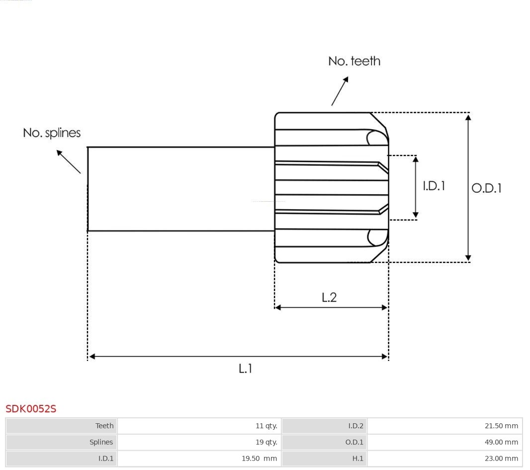 SDK0052S AS/Auto Storm Привод стартера