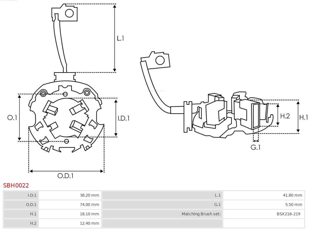 Soporte, escobillas de carbón, motor de arranque Chevrolet Kalos