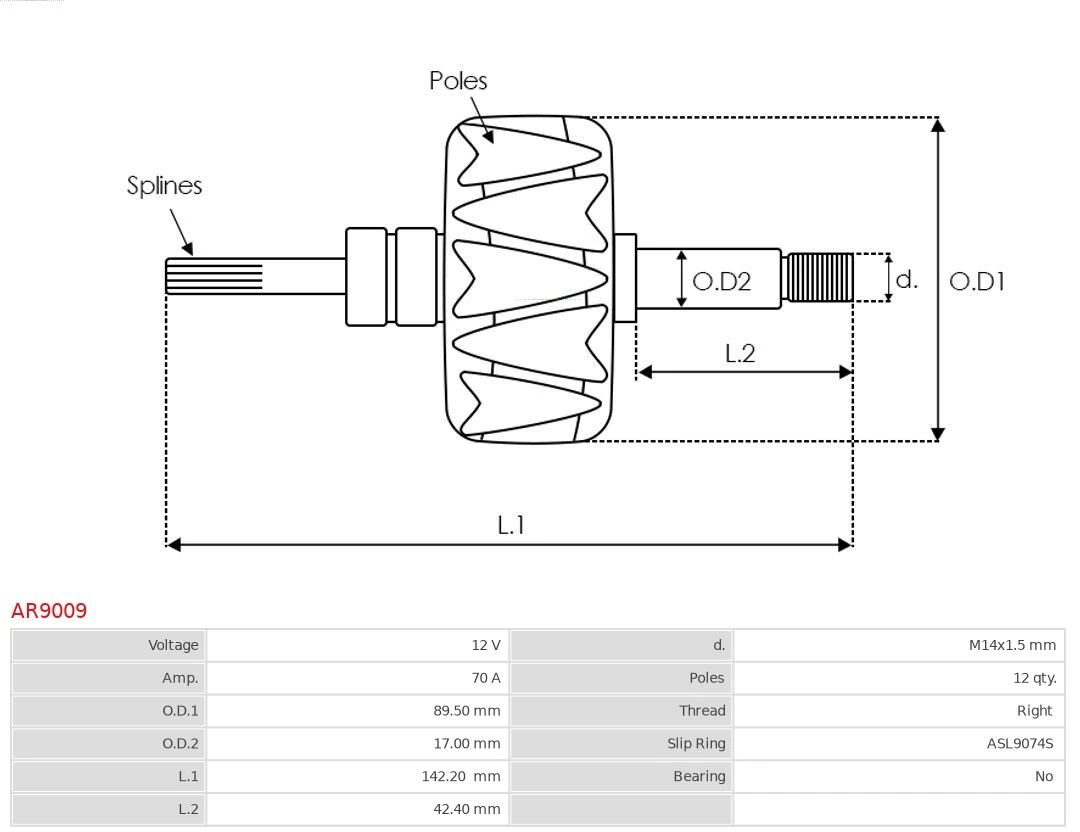 AR9009 As-pl Якорь (ротор) генератора