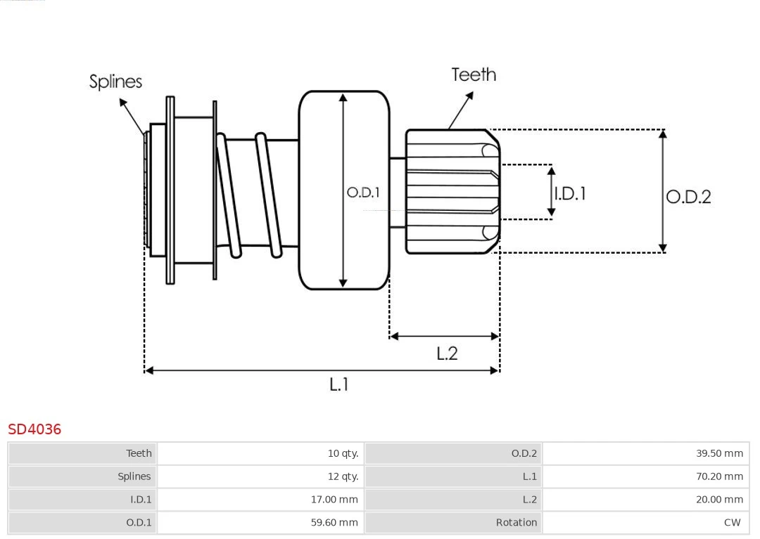Купить SD4036 As-pl Бендикс стартера