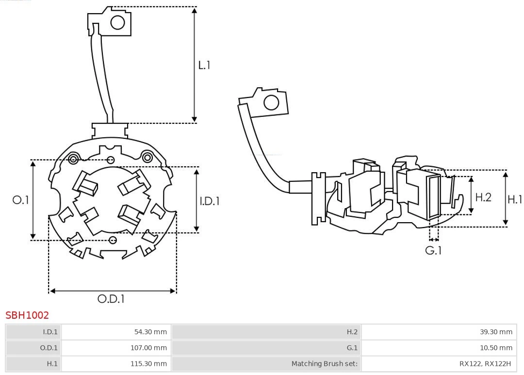SBH1002 As-pl Щеточный узел на стартер
