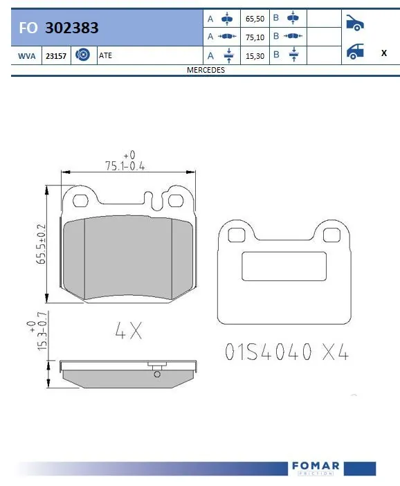 Колодки дисковые  Mercedes ML/GLE внедорожник (W163) (1998 - 2005) цена, от 28.34 USD
