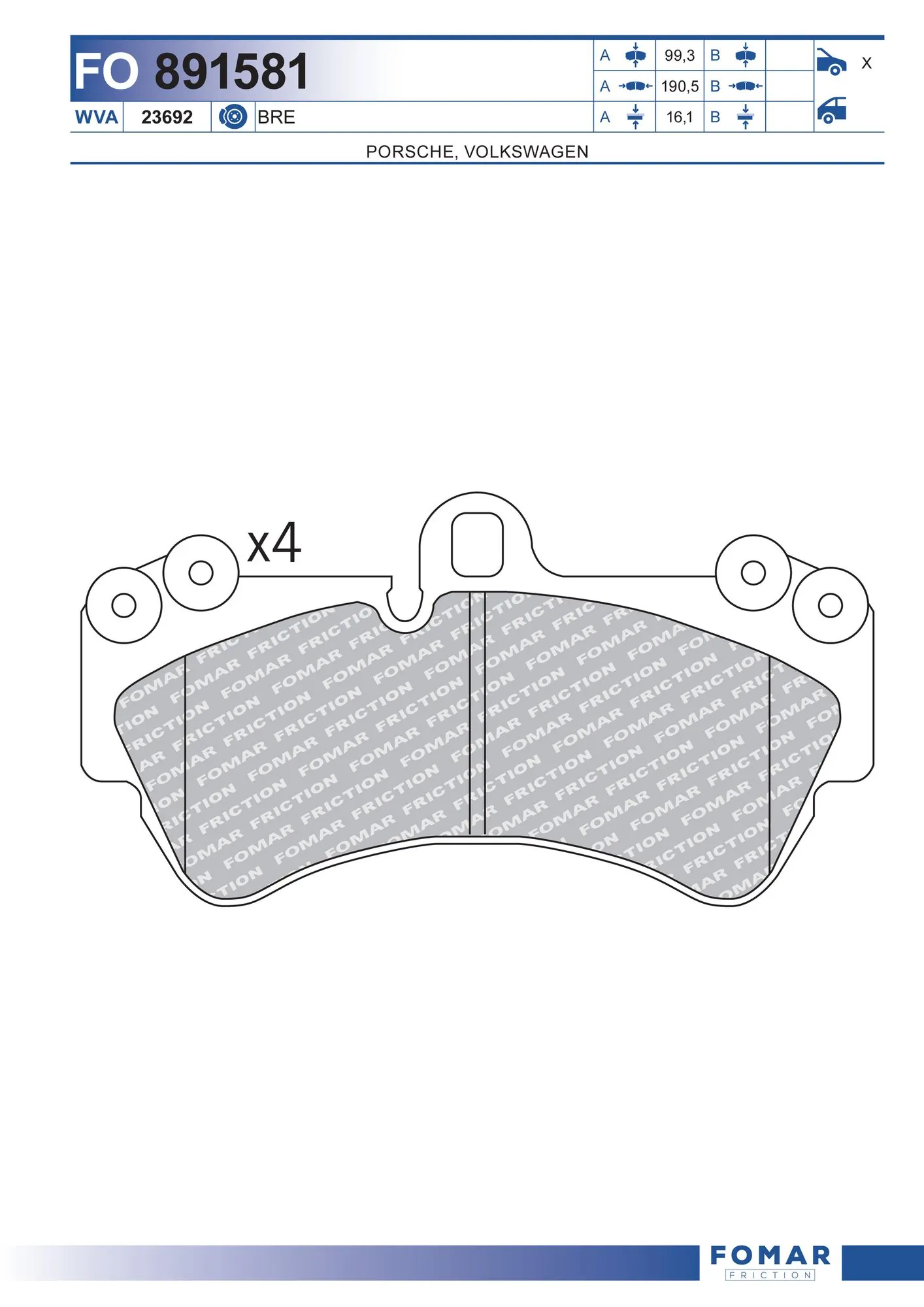 Передние тормозные колодки SB24098 Shafer