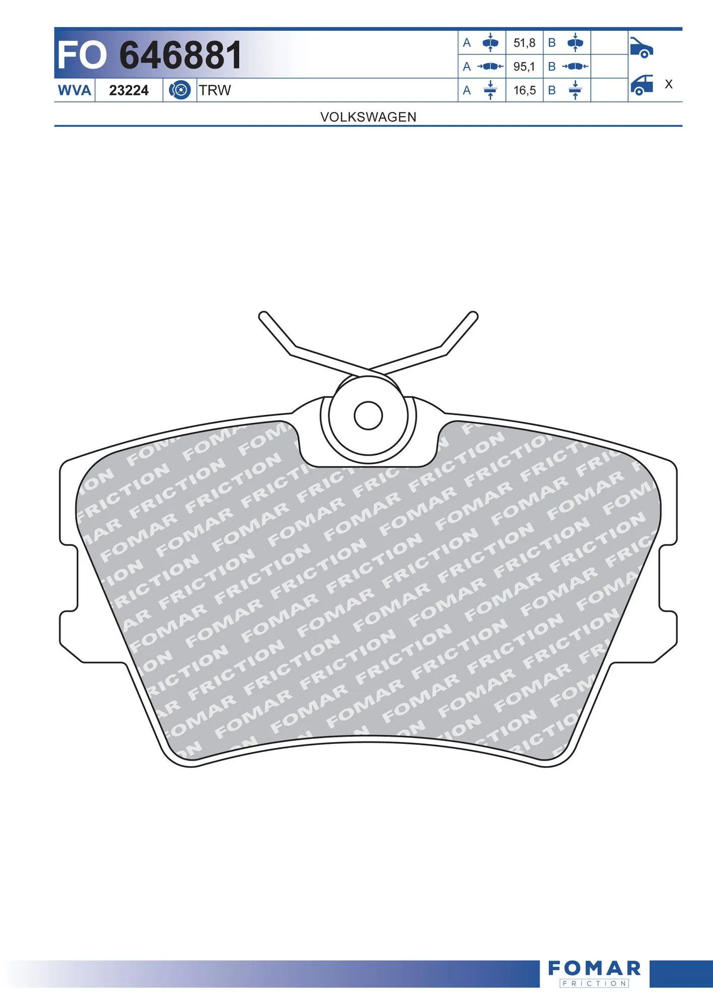 Купить Задние тормозные колодки Фольксваген Транспортер T3 24, 25, 251
