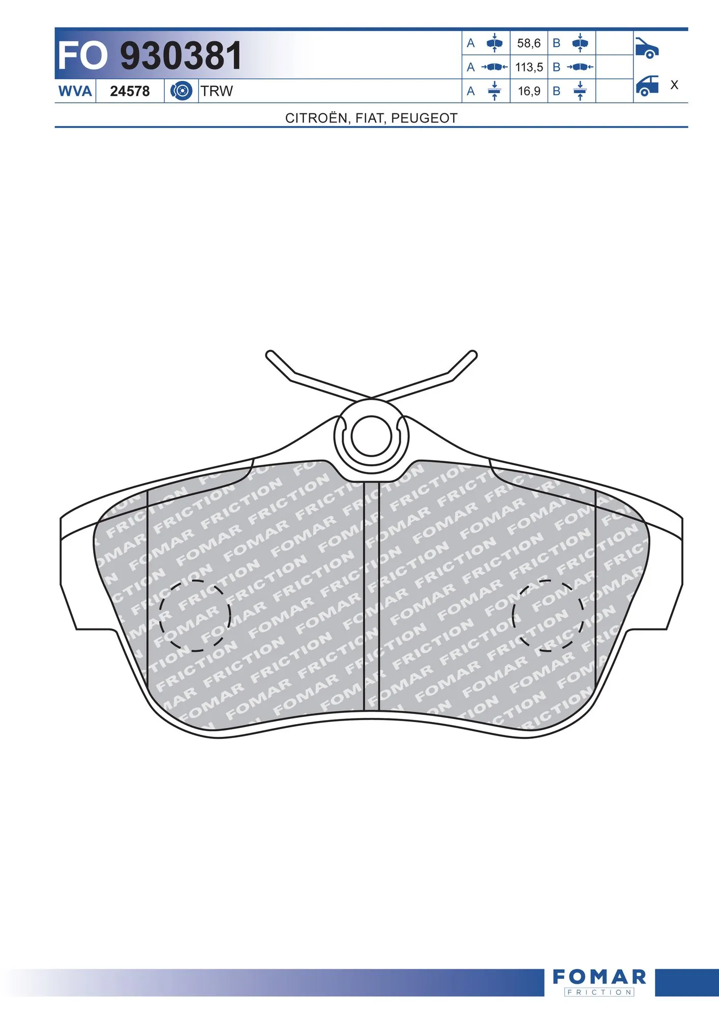 Sapatas do freio traseiras de disco para Peugeot Expert  VF