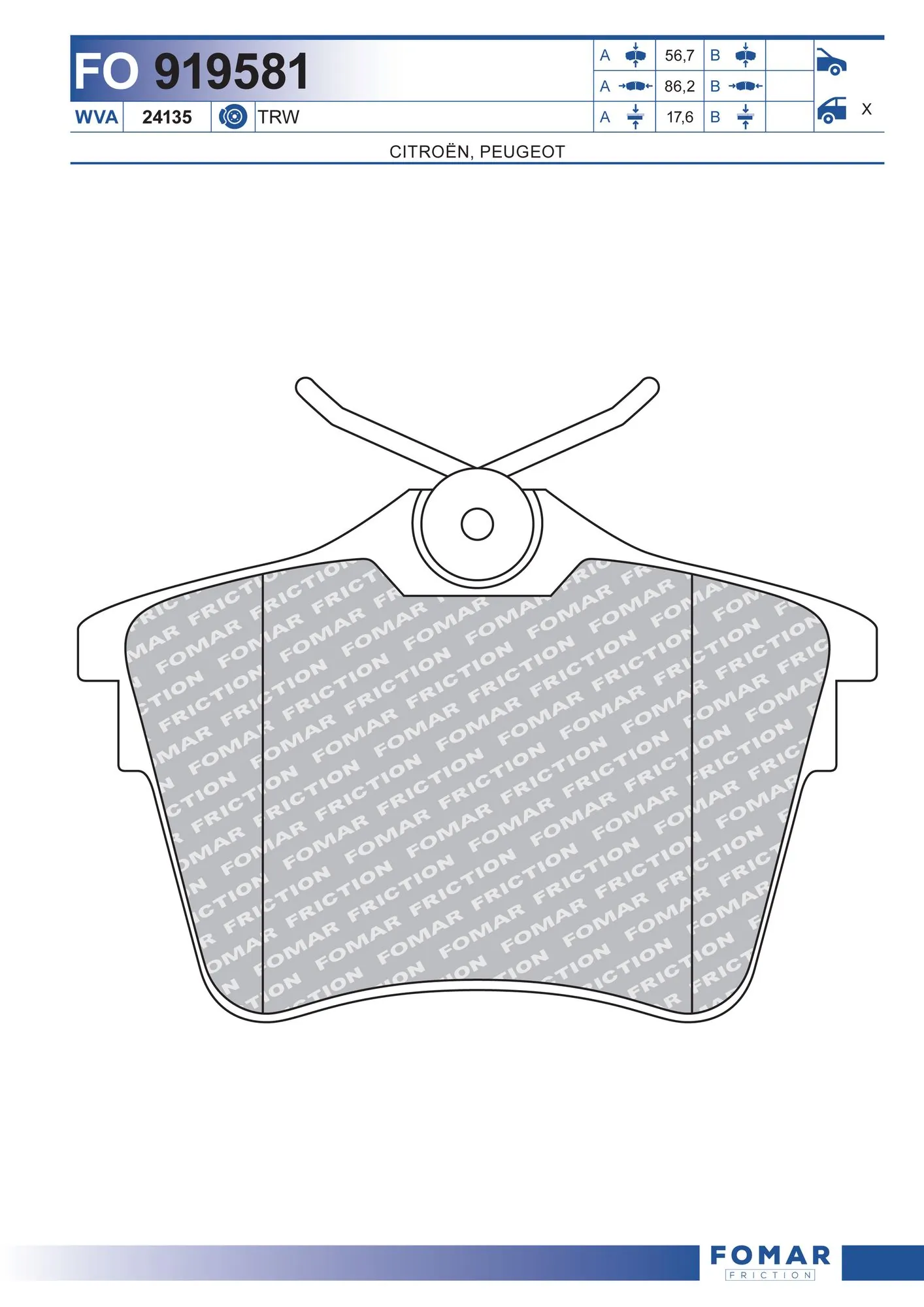 Sapatas do freio traseiras de disco Peugeot 407 SW 6E