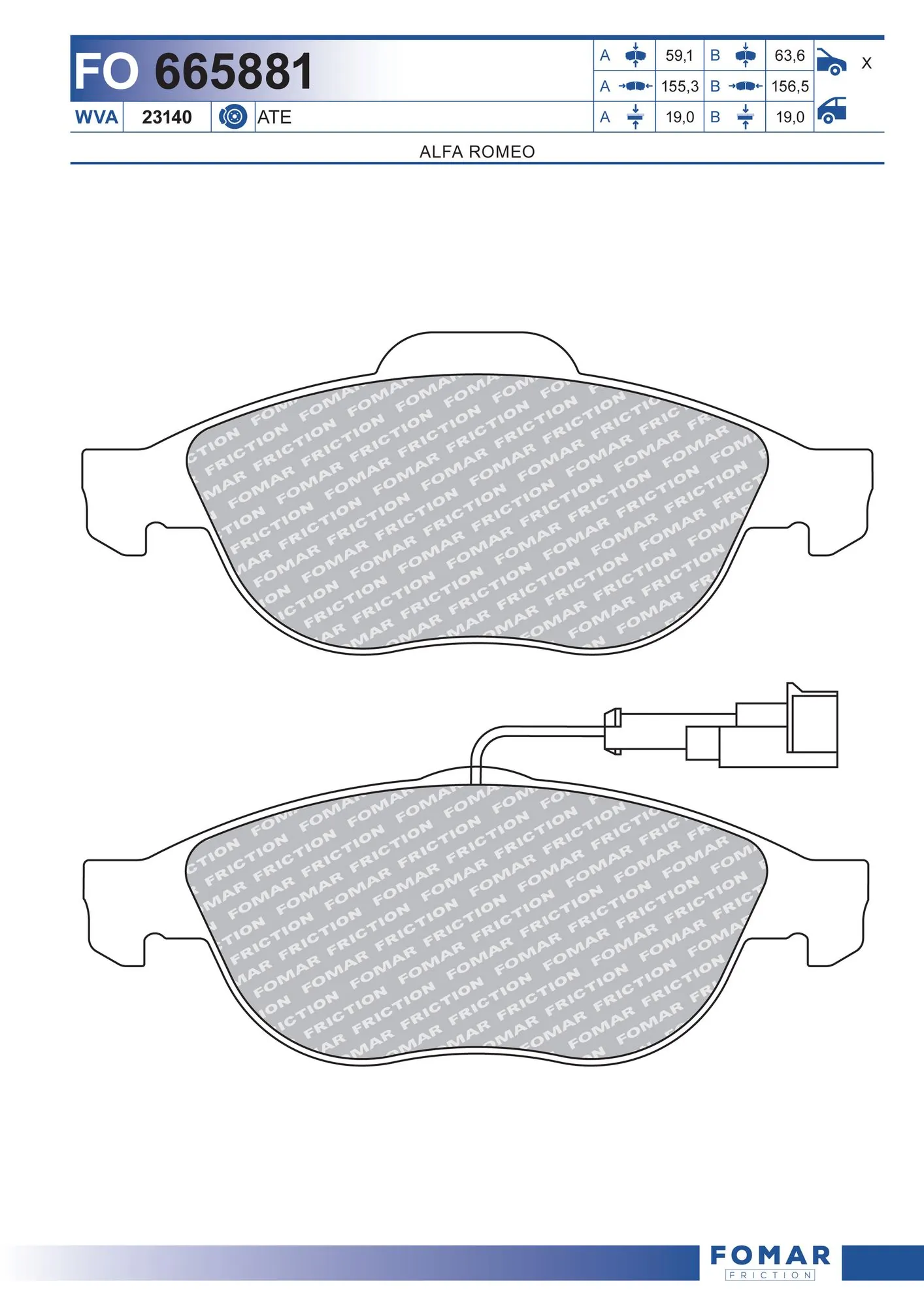 Колодки Alfa Romeo 147 хэтчбек (937) (2001 - 2010) цена, от 30.92 USD