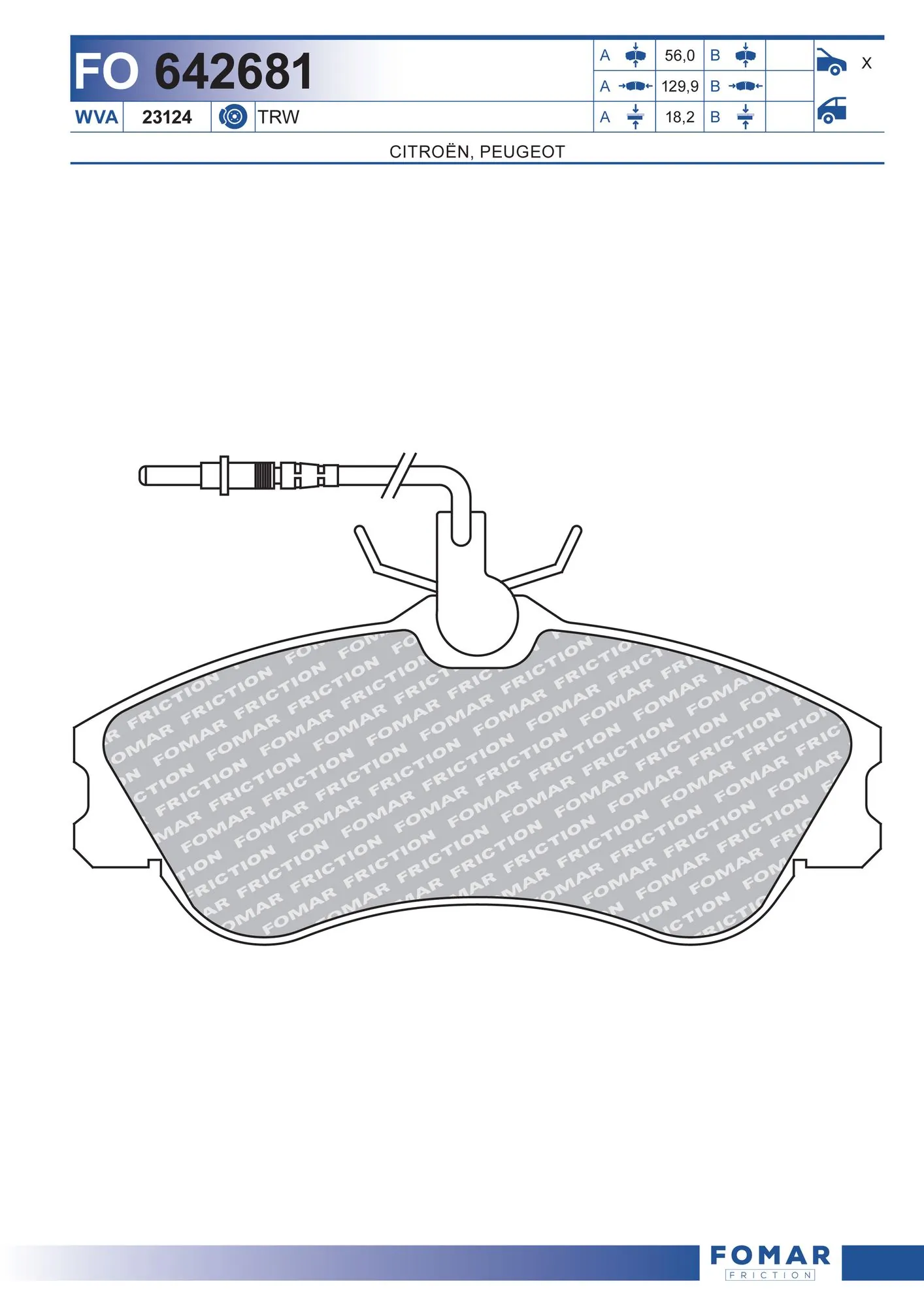 Sapatas do freio dianteiras de disco Citroen Berlingo  M