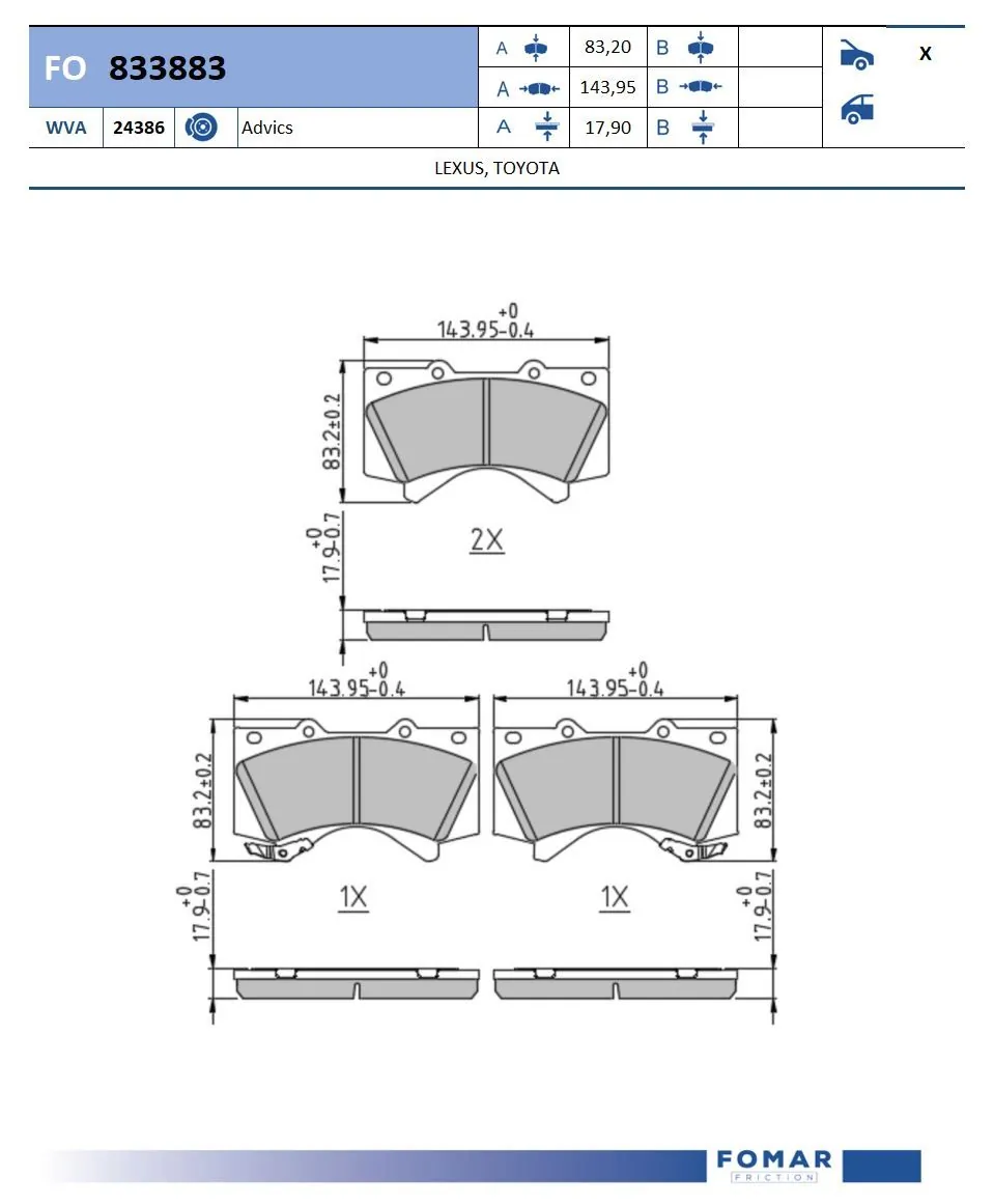 Колодки передние на Lexus LX 570 URJ201