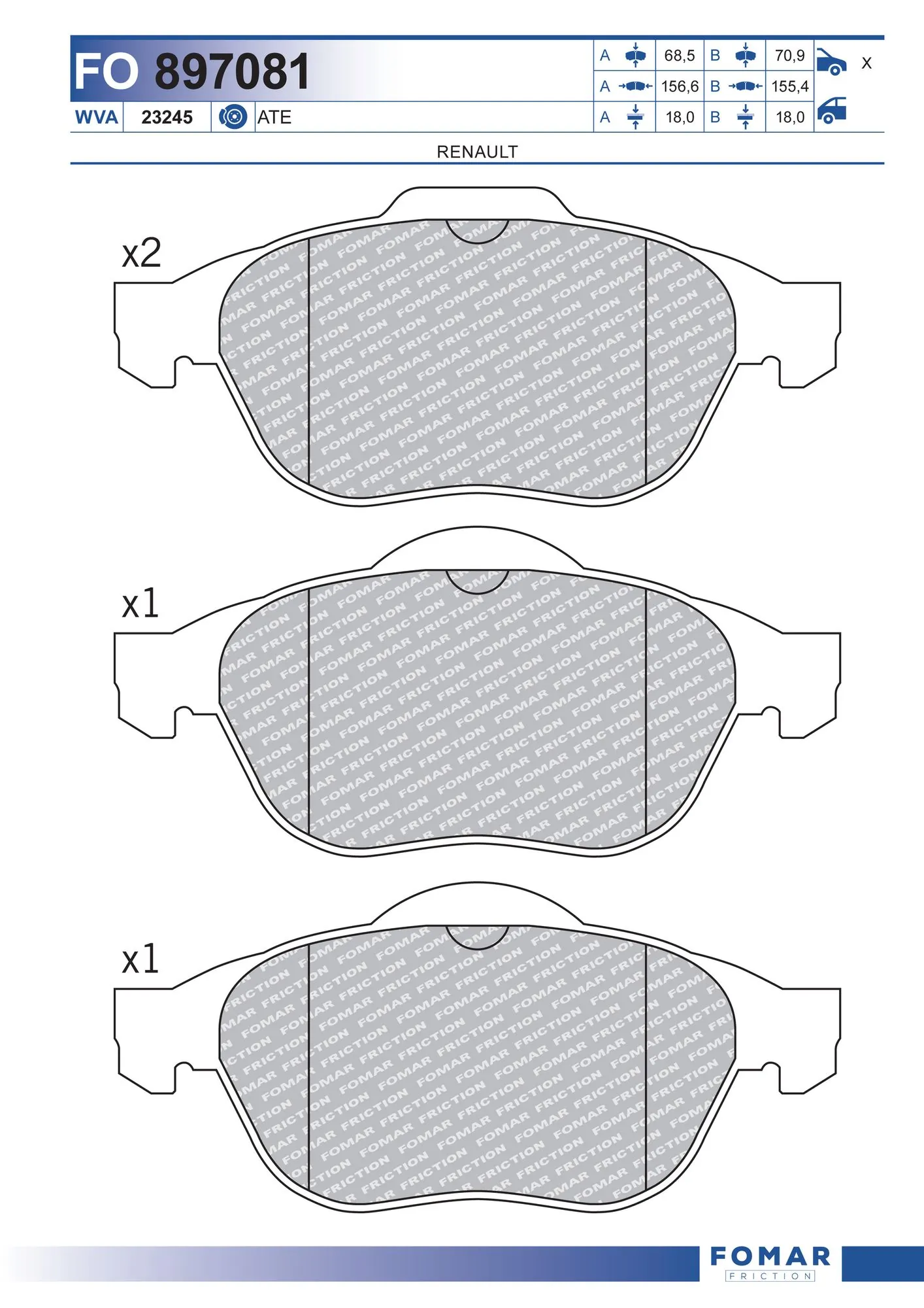 Sapatas do freio dianteiras de disco para Renault Espace IV JK0